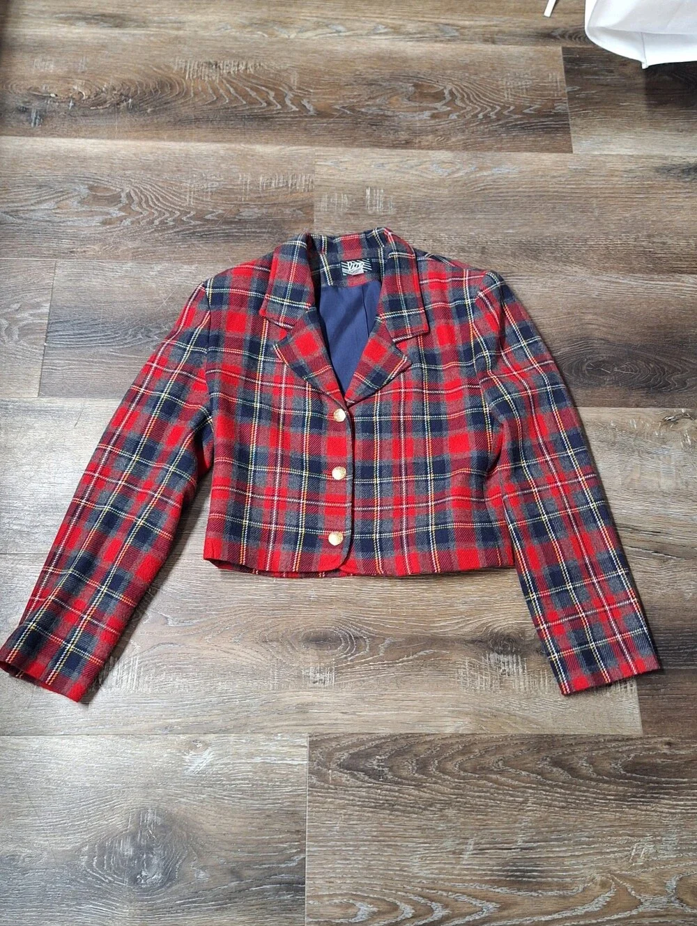 LRGR Vintage 90s Tartan Plaid Cropped Blazer, Size 6